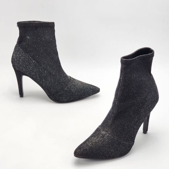 Brash Spicy Sparkle Black Sock Ankle Boots Size 8.5 - Picture 1 of 8